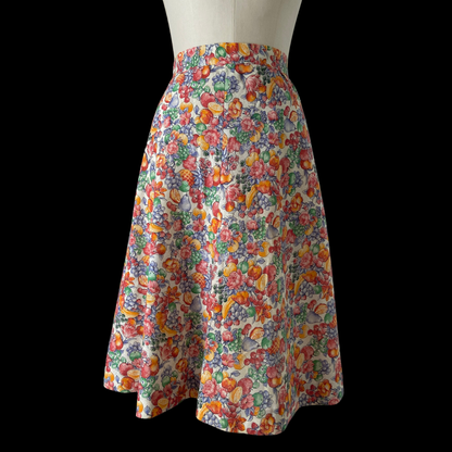 1970s Fruit Print Cotton Skirt