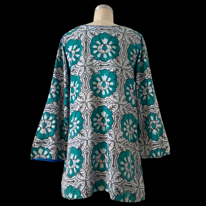 1960s Indian Cotton Block Print Mini Dress