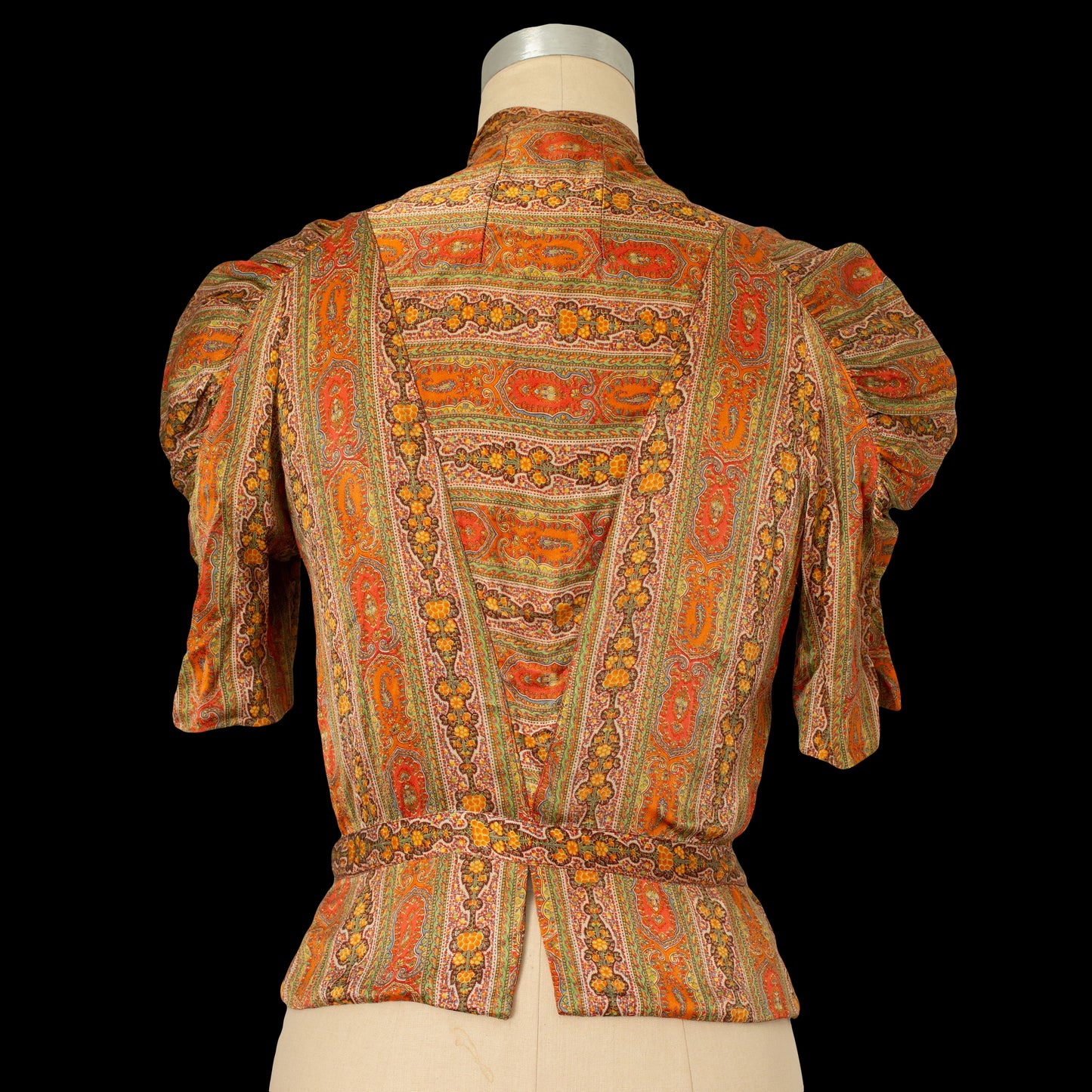 1930s Paisley Blouse with Painted Glass Buttons