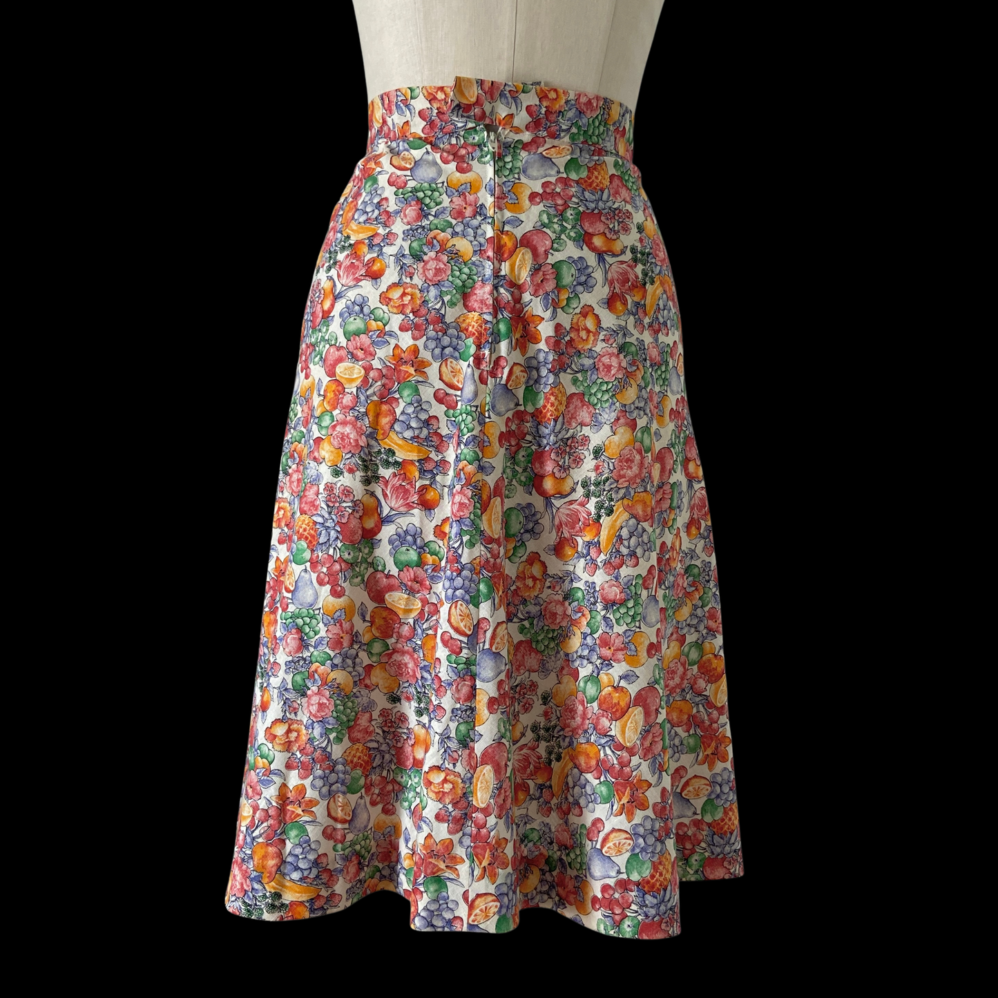 1970s Fruit Print Cotton Skirt