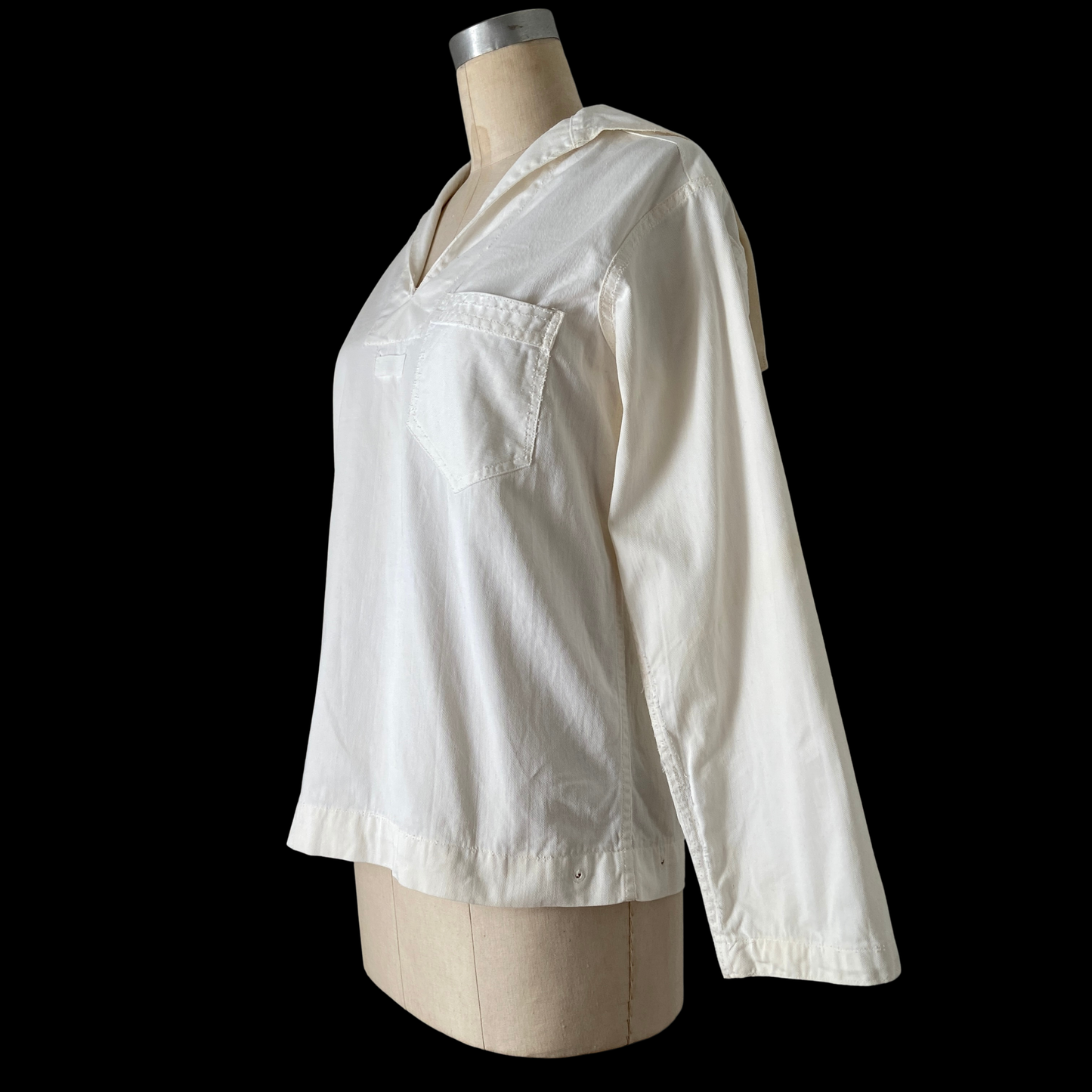 1940s White Cotton Sailor Top