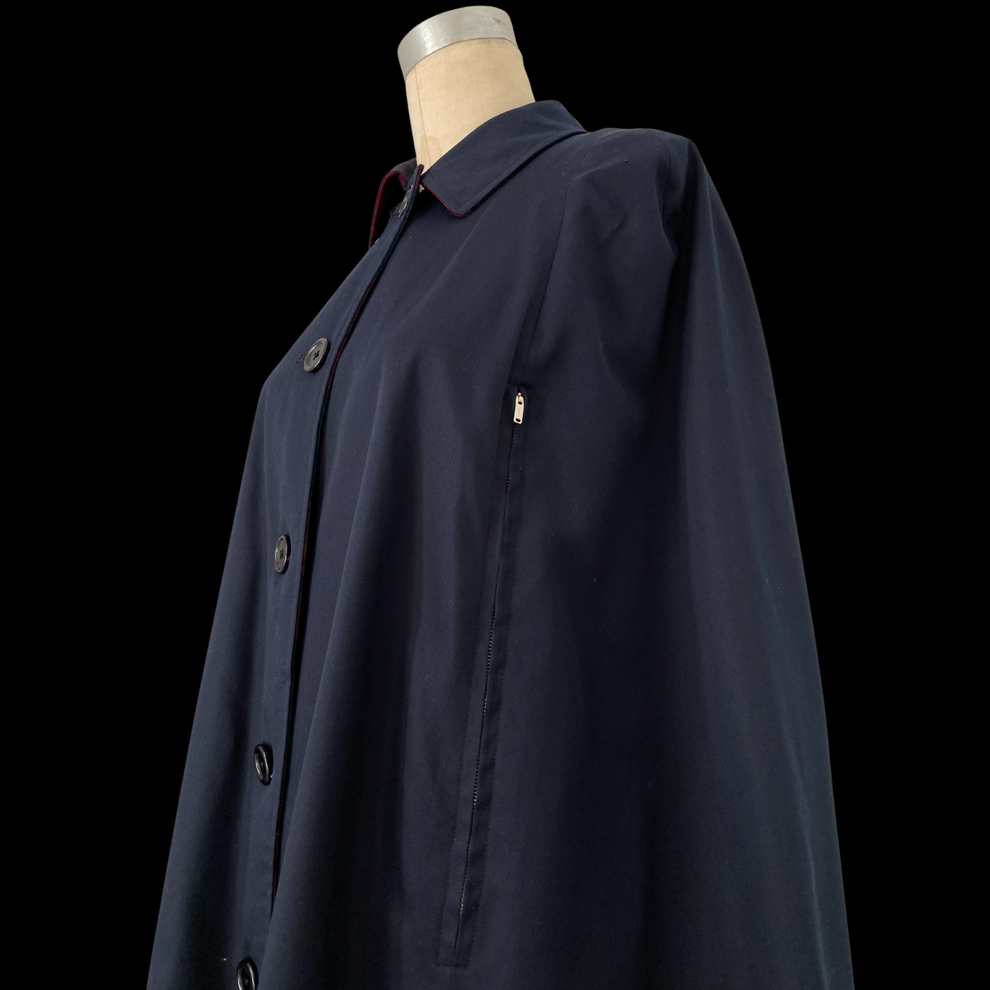 1950s 1960s Burberry Wool Plaid and Gaberdine Reversible Cape with Hat