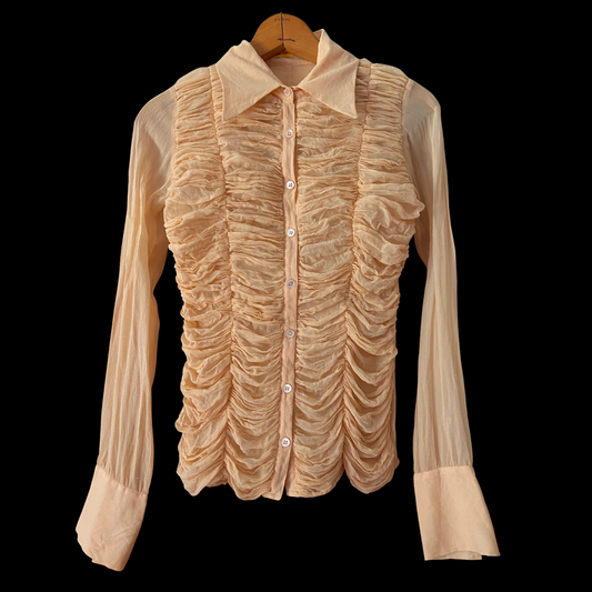 2000s Ruched Silk Chiffon Top