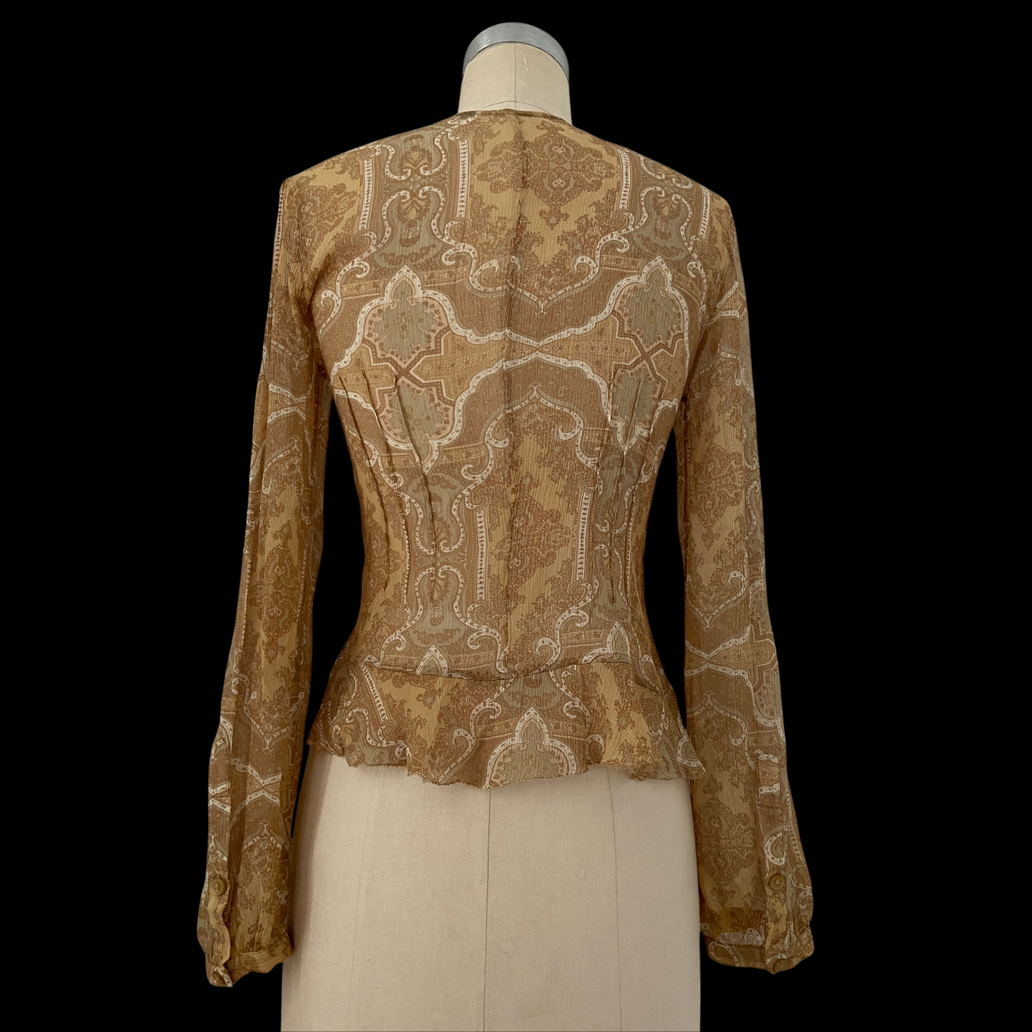 1990s Paisley Silk Gauze Ruffle Top
