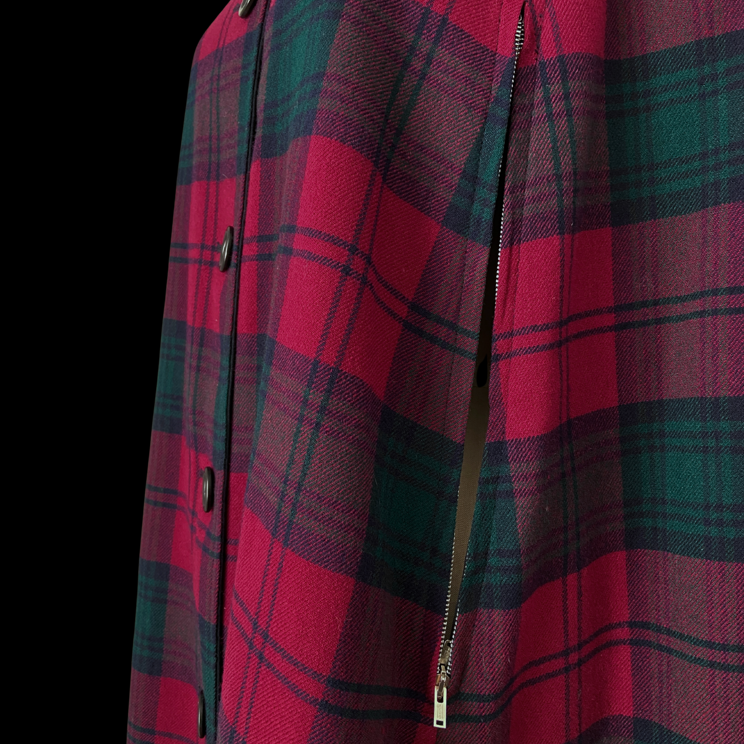 1950s 1960s Burberry Wool Plaid and Gaberdine Reversible Cape with Hat