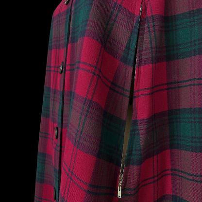 1950s 1960s Burberry Wool Plaid and Gaberdine Reversible Cape with Hat