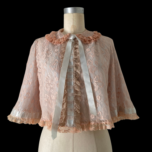 1950s Pink and Blue Bed Jacket