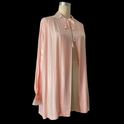 1930s 1940s Pink Satin Bed Jacket