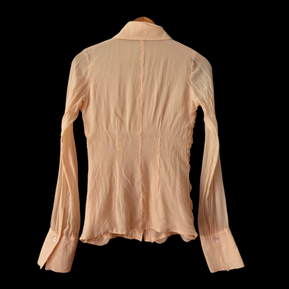 2000s Ruched Silk Chiffon Top
