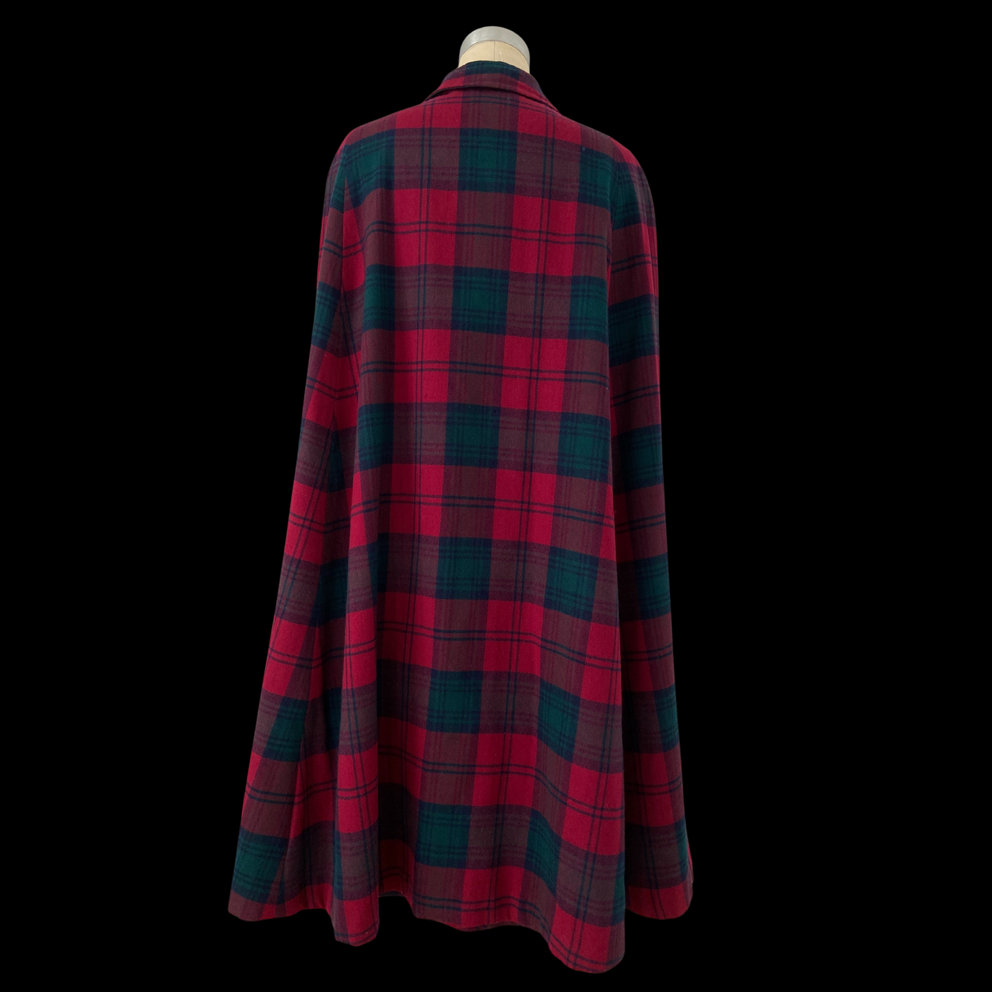 1950s 1960s Burberry Wool Plaid and Gaberdine Reversible Cape with Hat