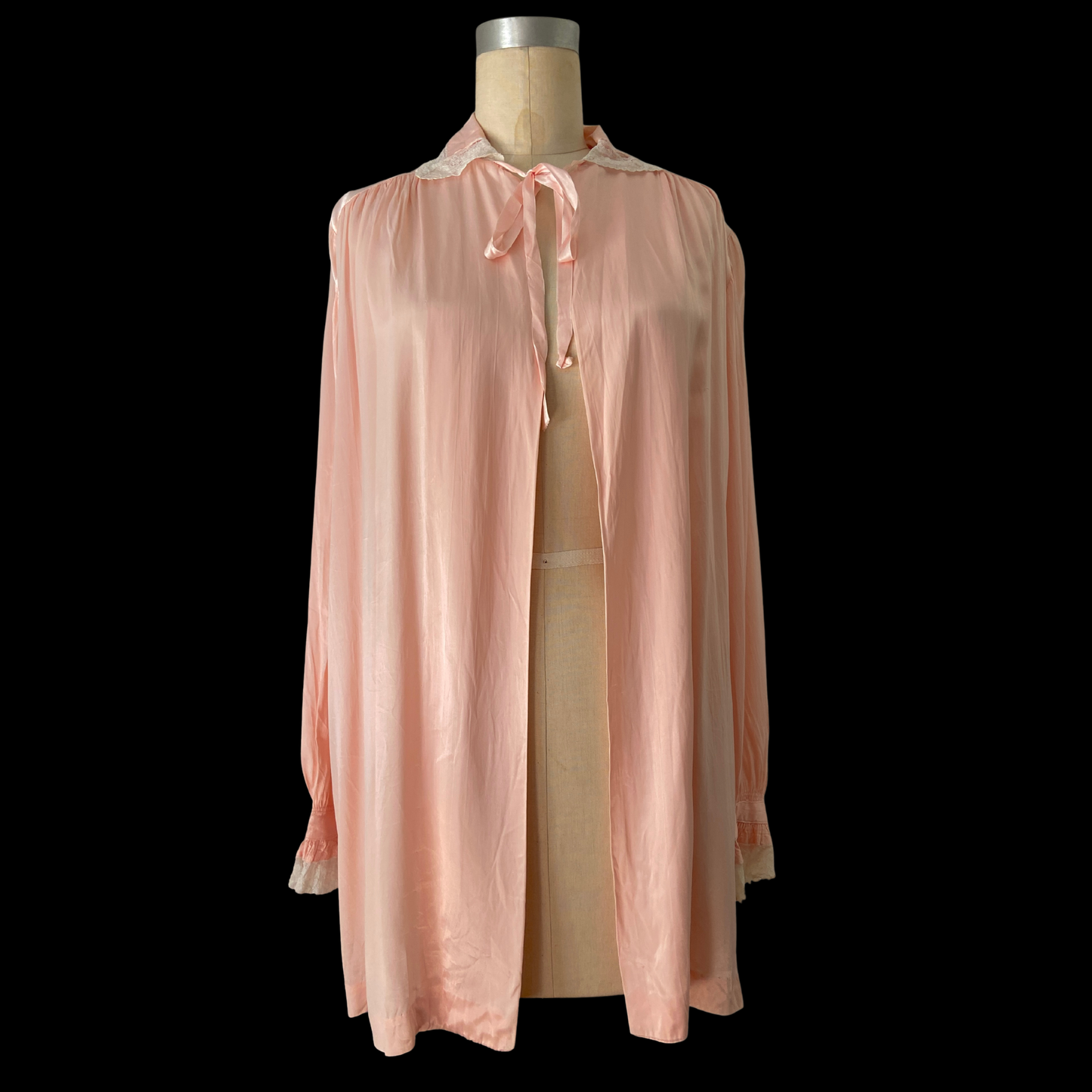 1930s 1940s Pink Satin Bed Jacket
