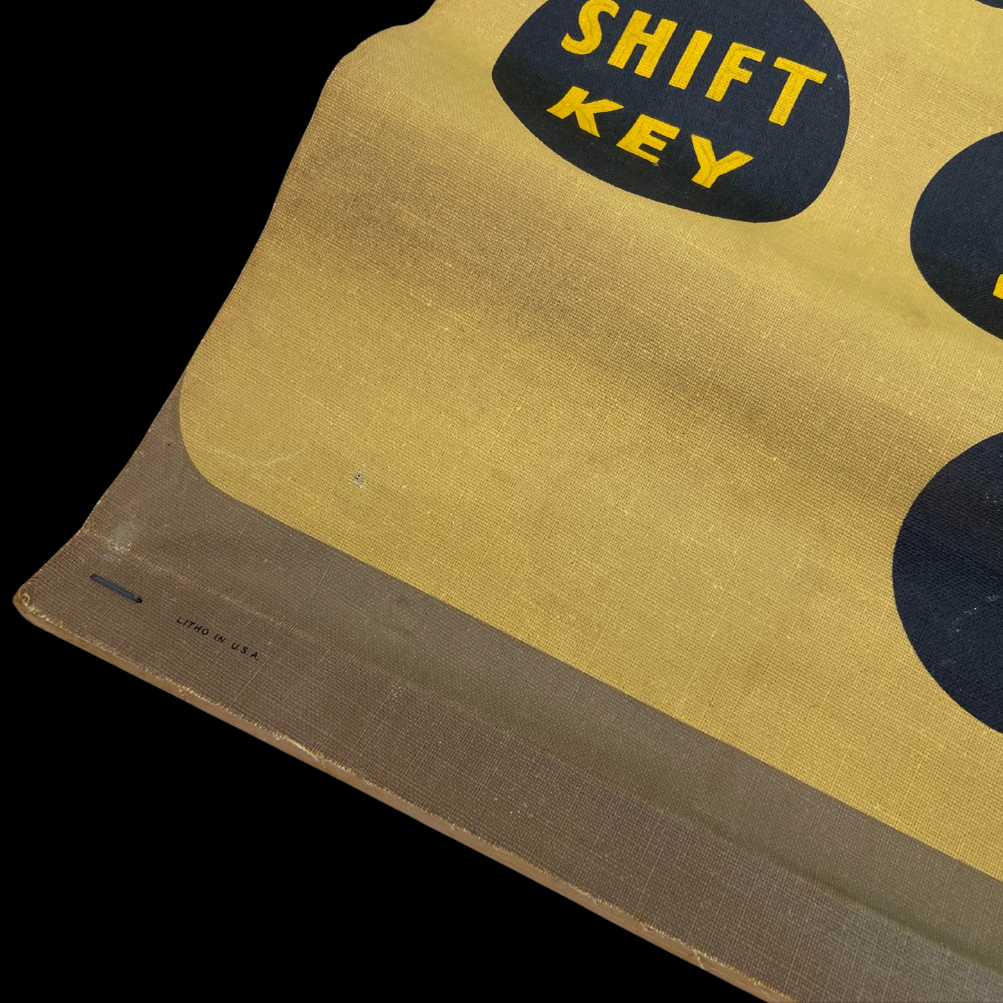 1950s Typewriter Keyboard Lithograph on Canvas Instructional