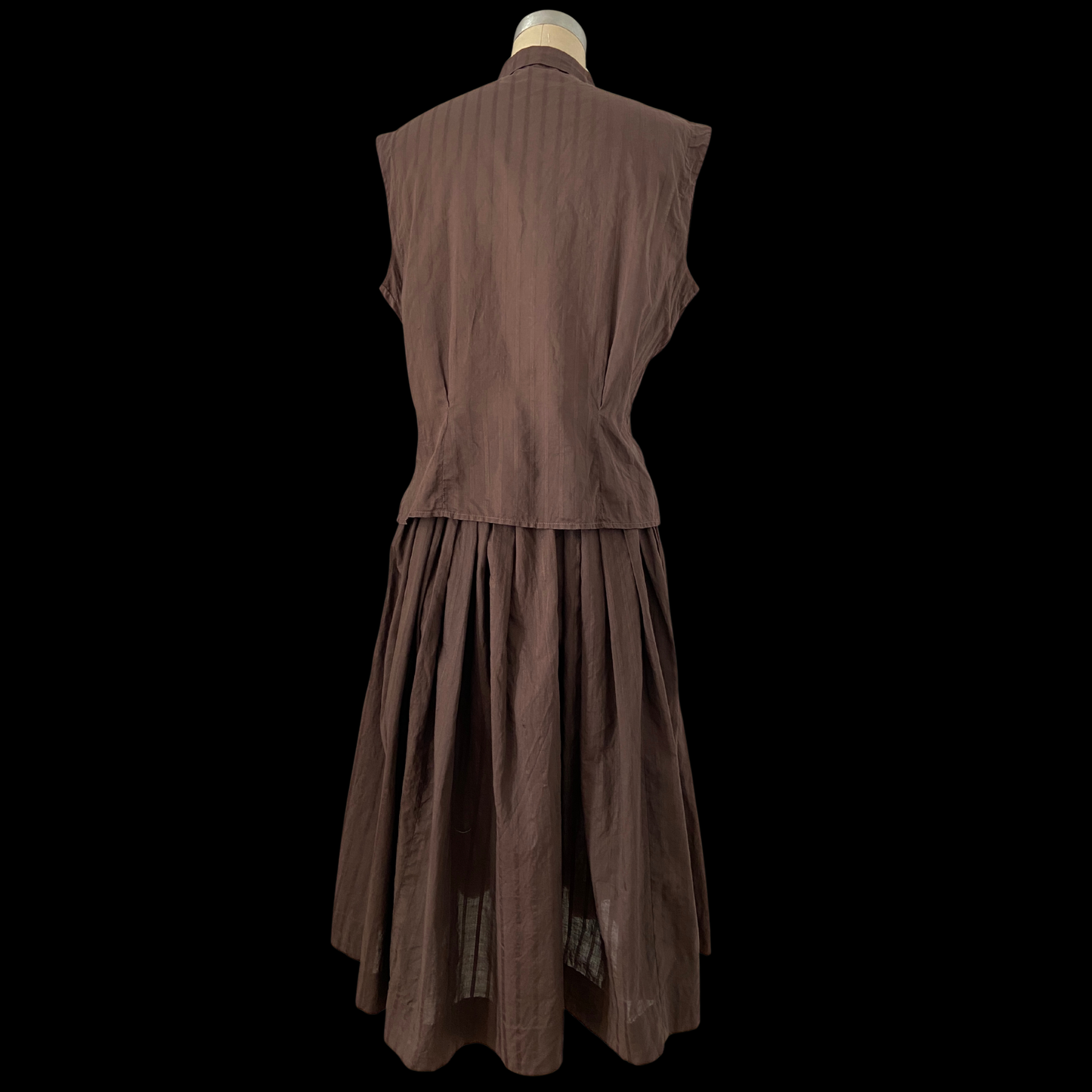 1940s Brown Cotton Skirt and Blouse Set