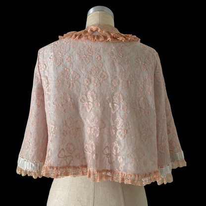 1950s Pink and Blue Bed Jacket
