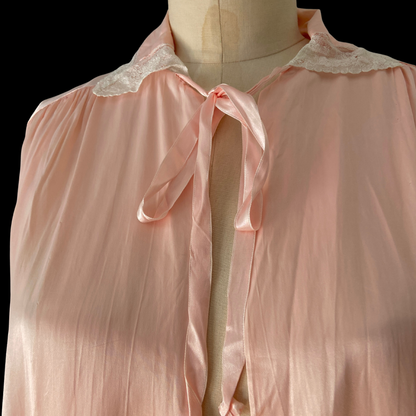1930s 1940s Pink Satin Bed Jacket