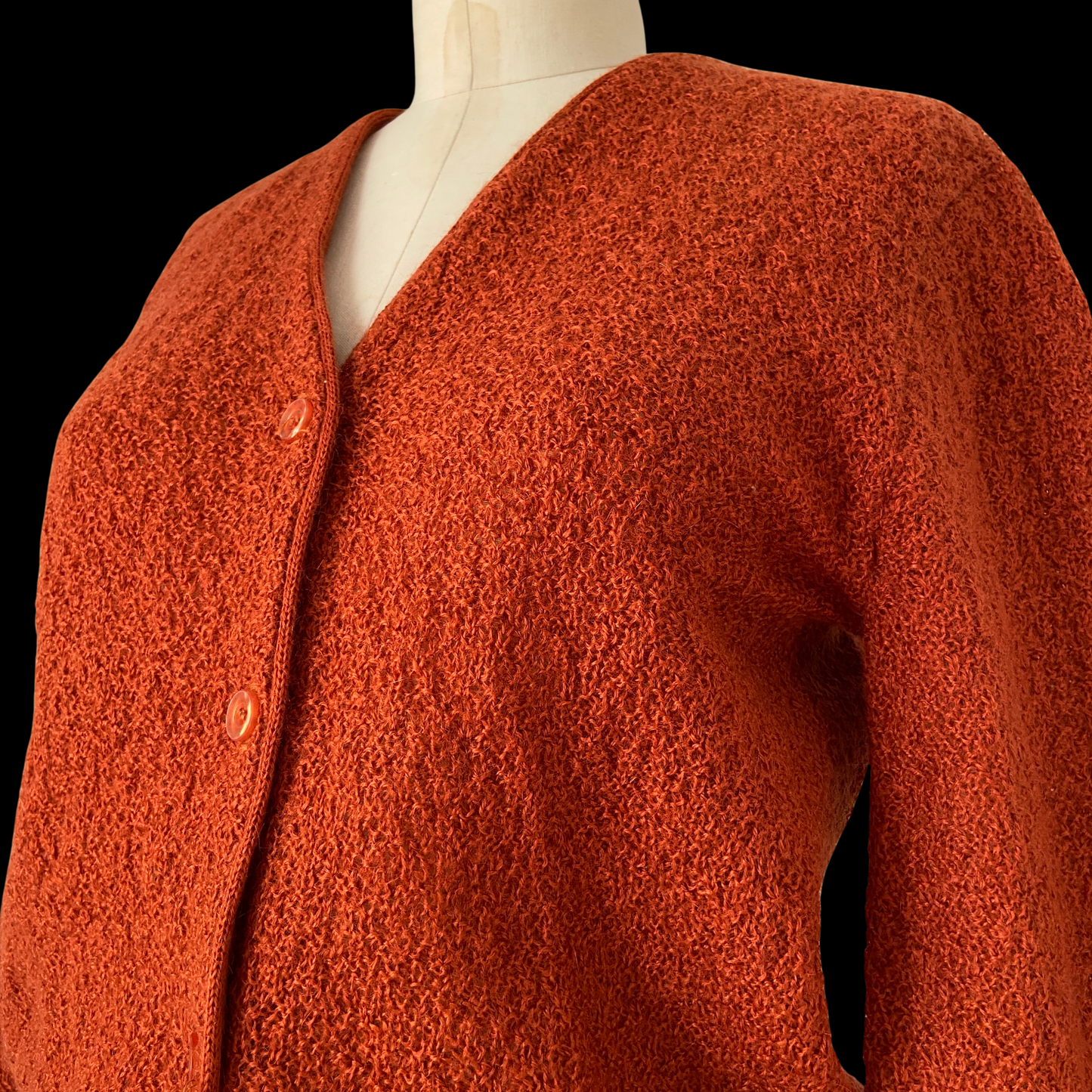 1960s Orange Bouclé Wool Cardigan
