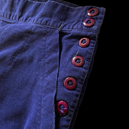 1940s Blue Corduroy Side Button Pants