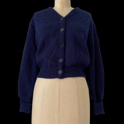 1960s Blue Mohair Cardigan Fuzzy Cropped