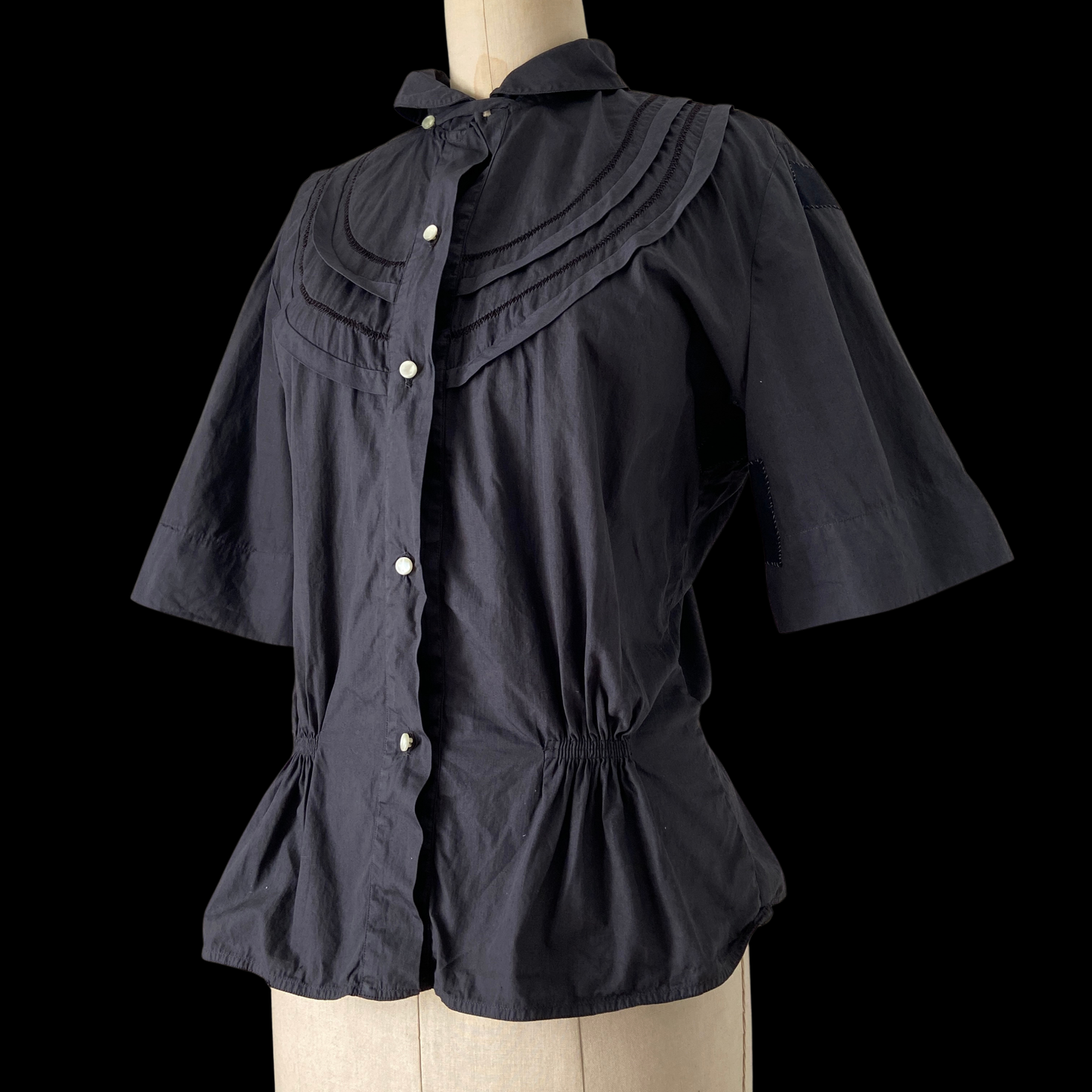 1940s Gray Cotton Top with Patches