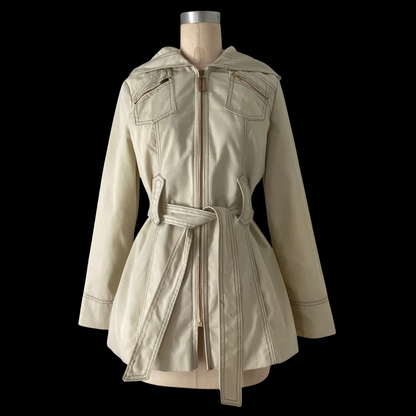 1970s Hooded Cream Trench Coat