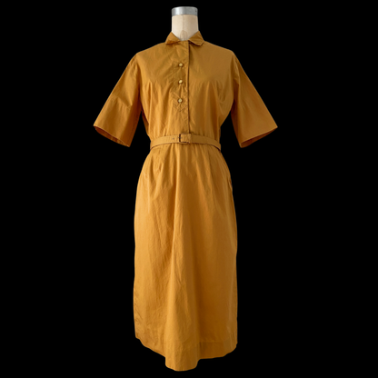 1950s Yellow Cotton Wiggle Dress