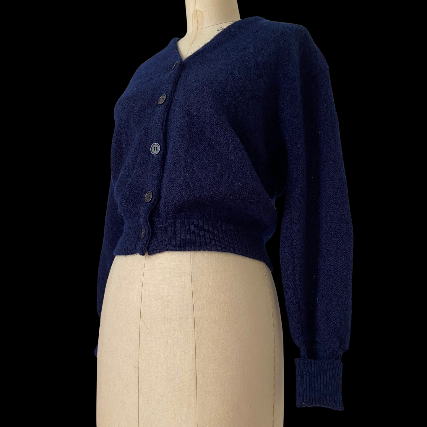 1960s Blue Mohair Cardigan Fuzzy Cropped
