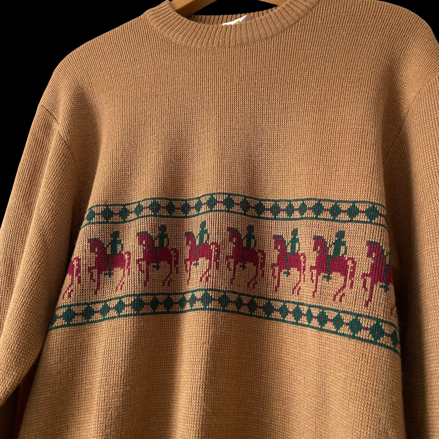 1960s Horse Rider and Snowflake Intarsia Sweater