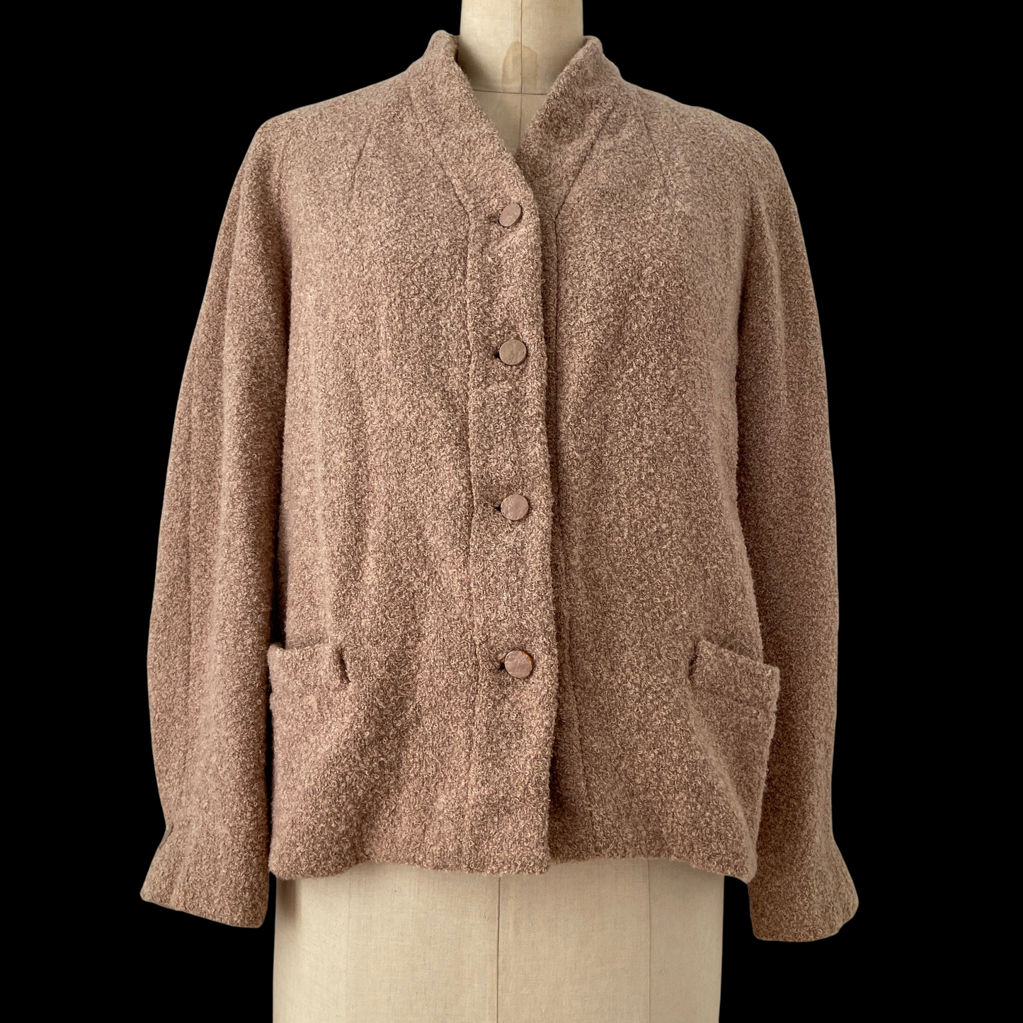 1940s Pink Boucle Wool Jacket Zelinka-Matlick and Forstmann