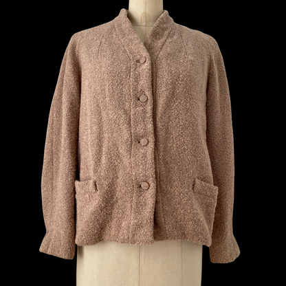 1940s Pink Boucle Wool Jacket Zelinka-Matlick and Forstmann