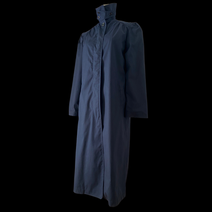 1980s Navy Trench Coat with Puff Sleeves