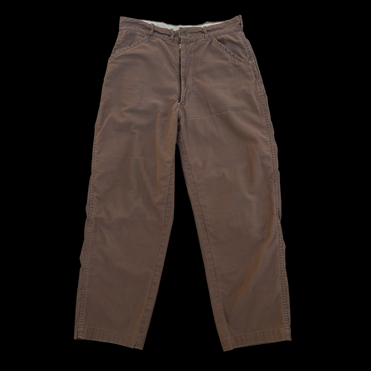 1950s Brown Cotton Chinos 30 in Waist