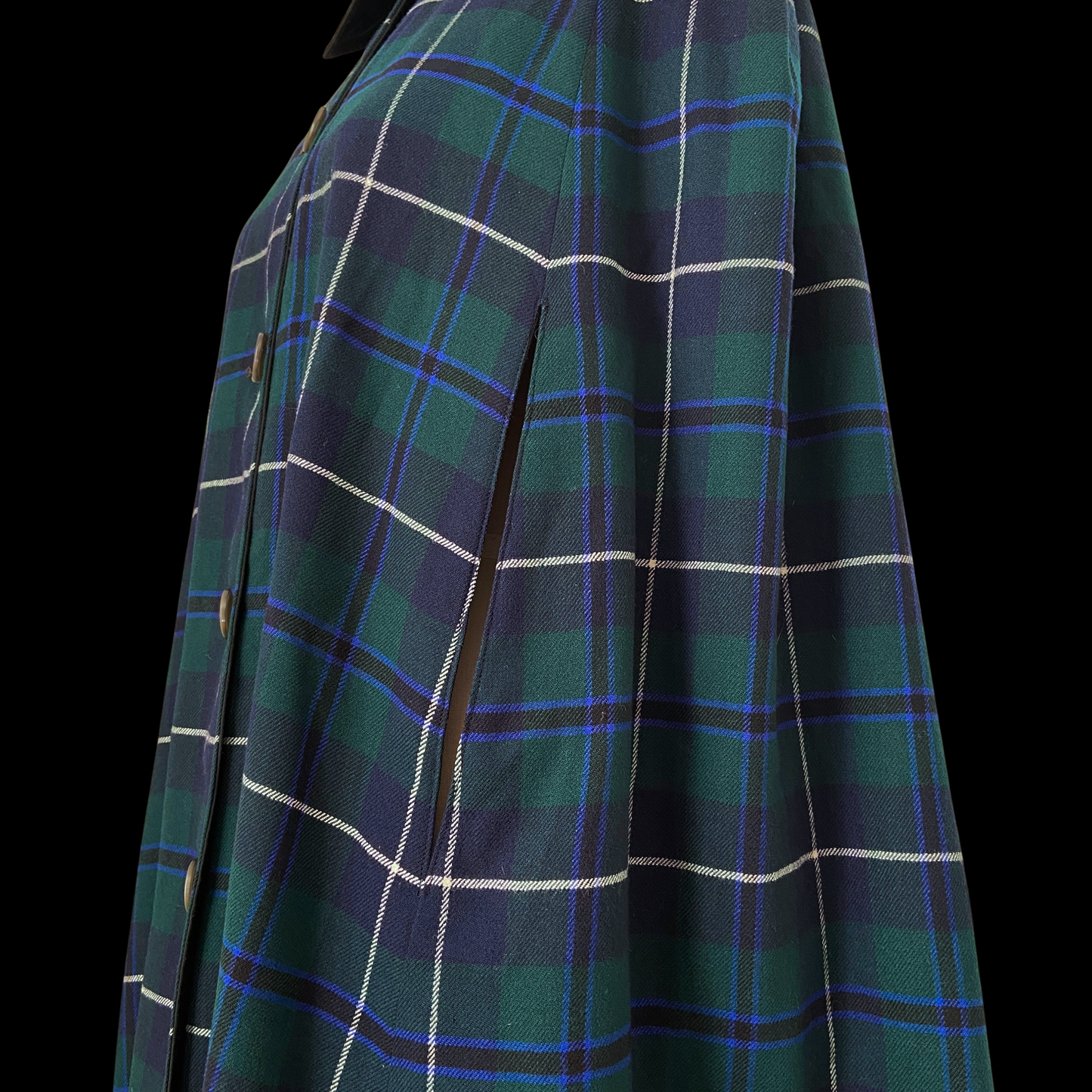 1970s Wool and Gaberdine Reversible Tartan Cape