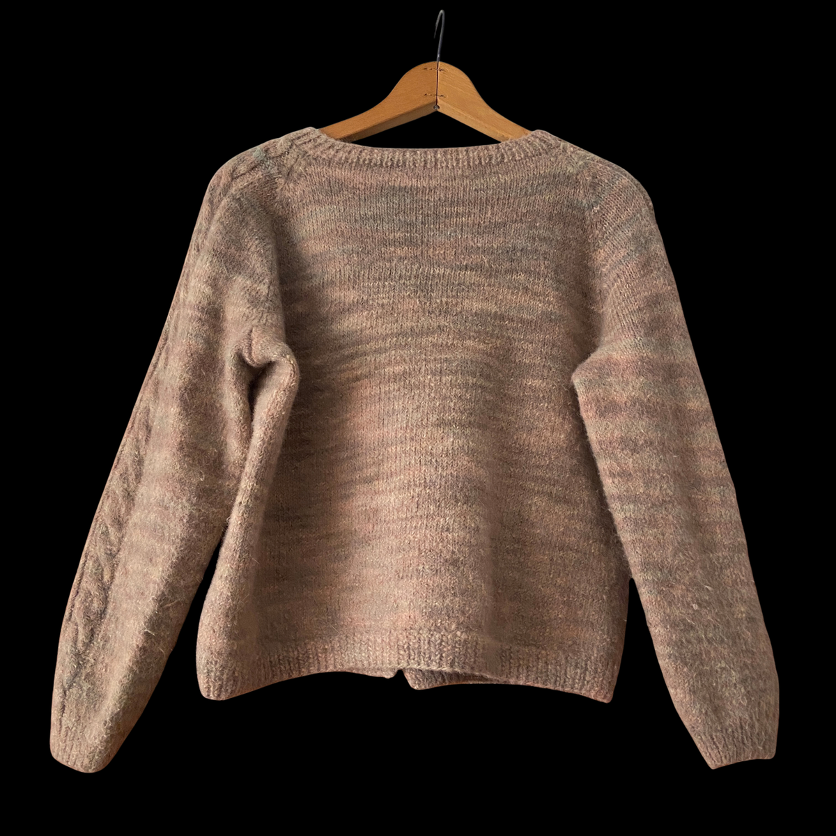1970s Hand Knit Angora Wool Space Dye Cardigan