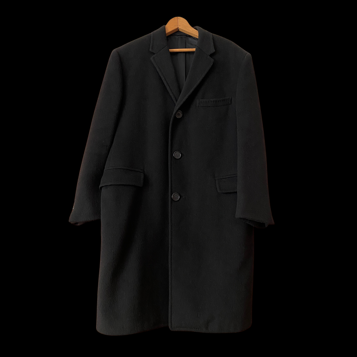 1960s Black Wool Overcoat