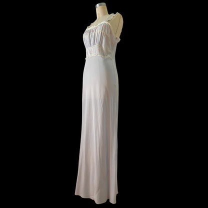 1930s Blue Embroidered Slip Dress