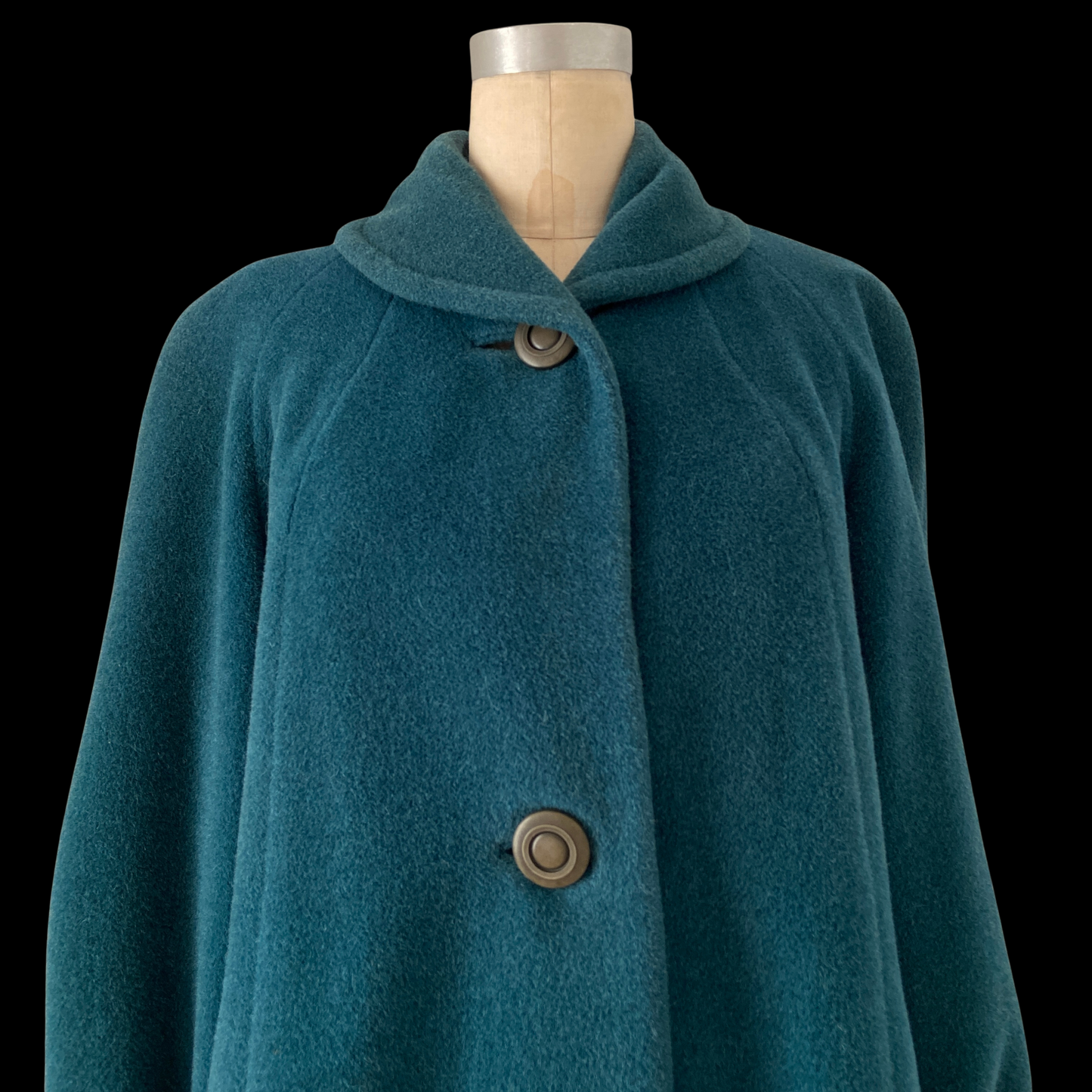 1940s 1950s Blue Llama Wool Swing Coat