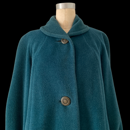 1940s 1950s Blue Llama Wool Swing Coat
