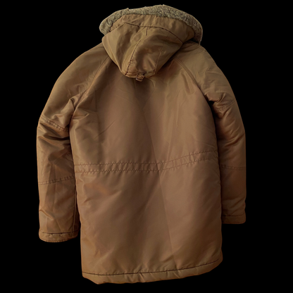 1960s Brown Parka Coat Hooded Gripper Zipper