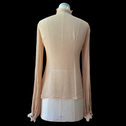 2000s Silk Gauze Victorian Lace Blouse