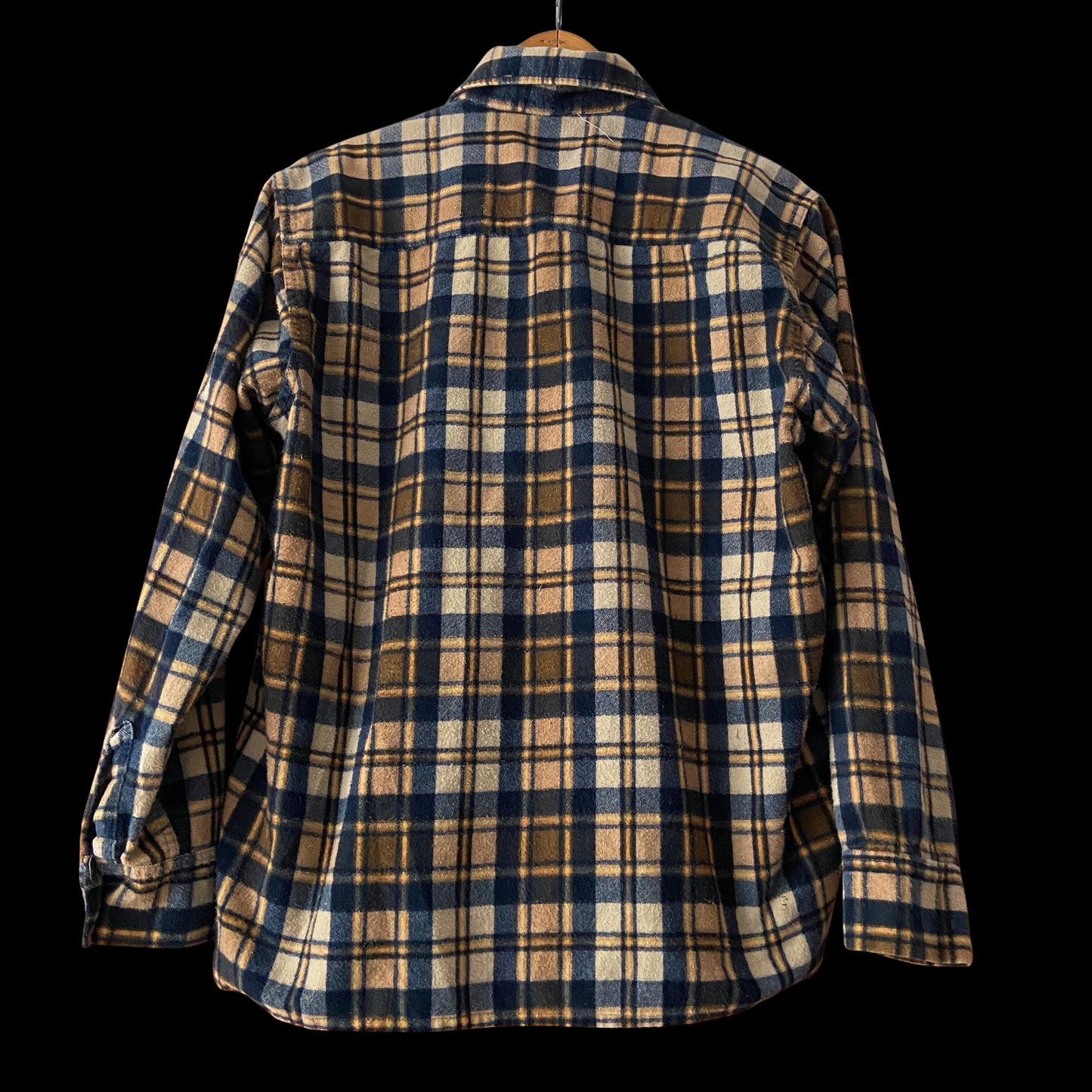 1960s Plaid Cotton Loop Collar Flannel