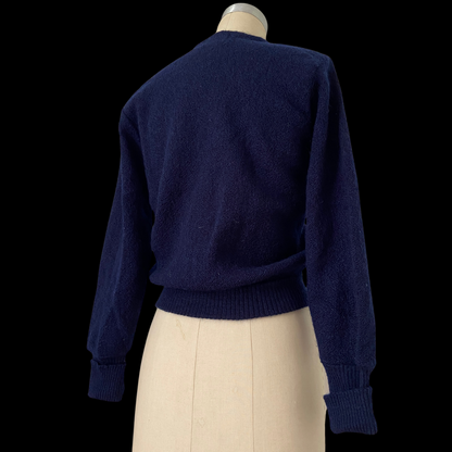 1960s Blue Mohair Cardigan Fuzzy Cropped
