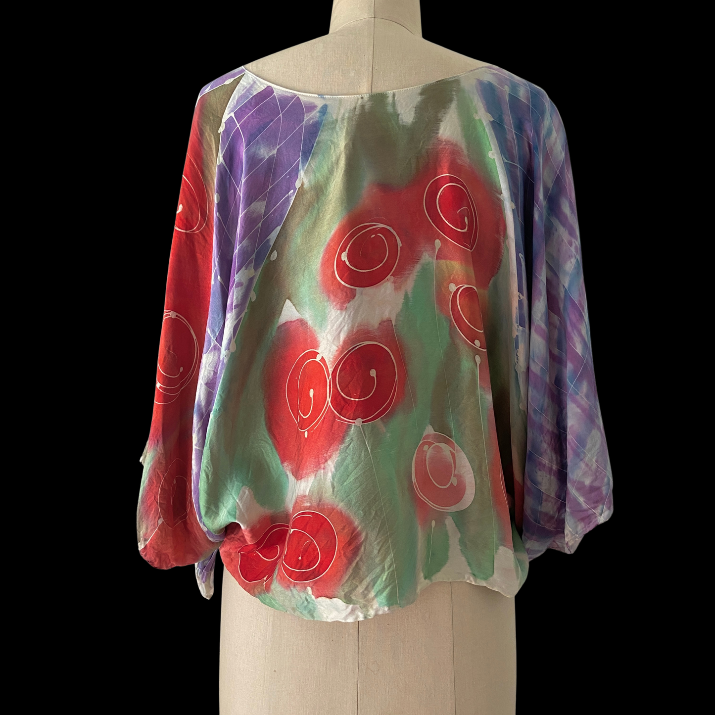 1980s Hand Painted Silk Top Art To Wear