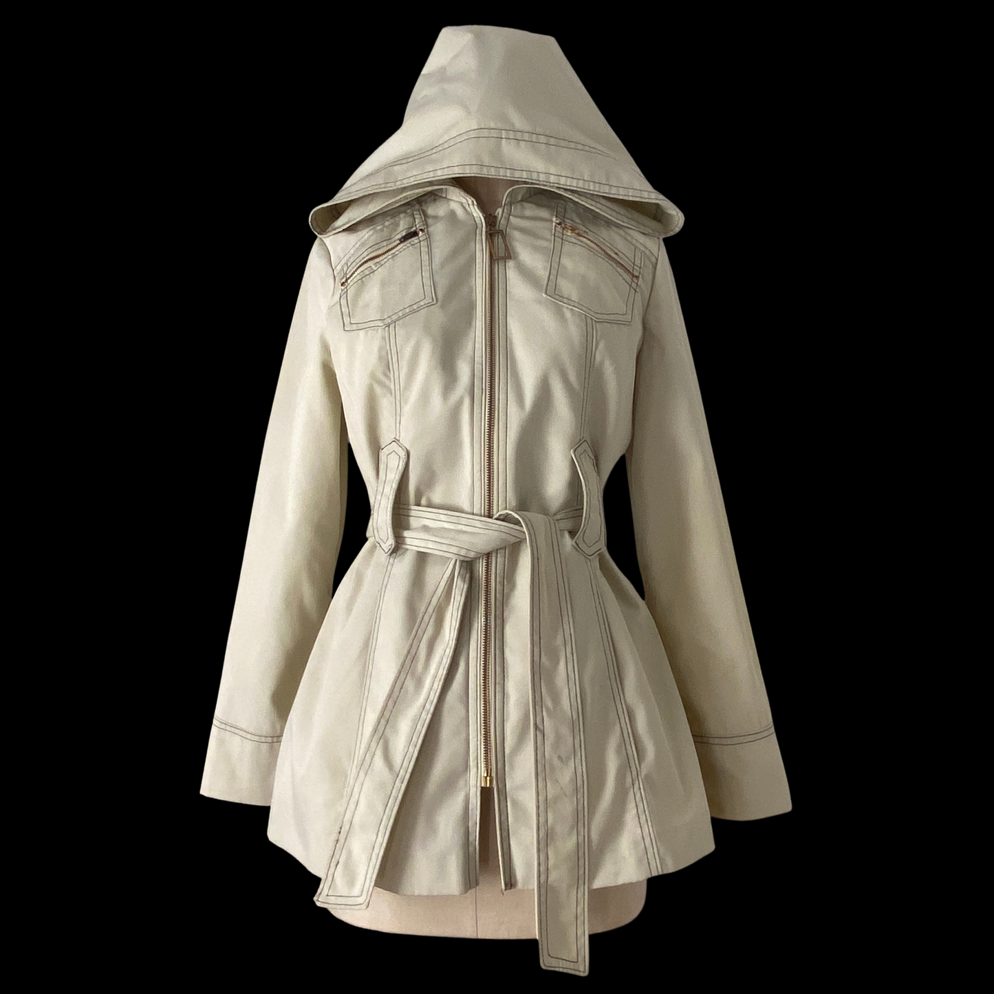1970s Hooded Cream Trench Coat