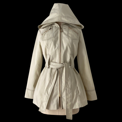 1970s Hooded Cream Trench Coat
