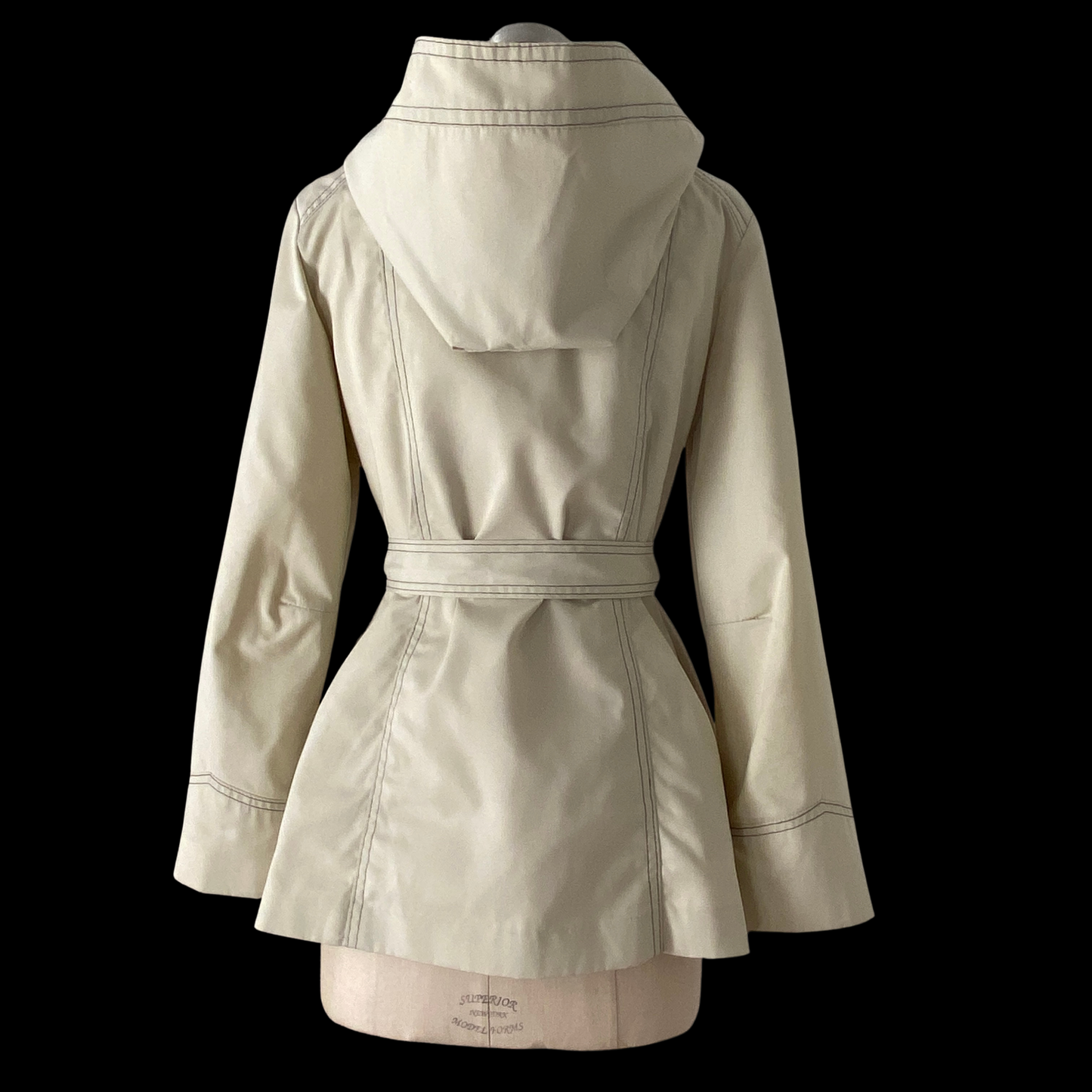 1970s Hooded Cream Trench Coat