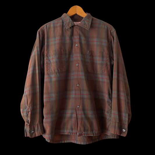 1950s 1960s McGregor Plaid Loop Collar