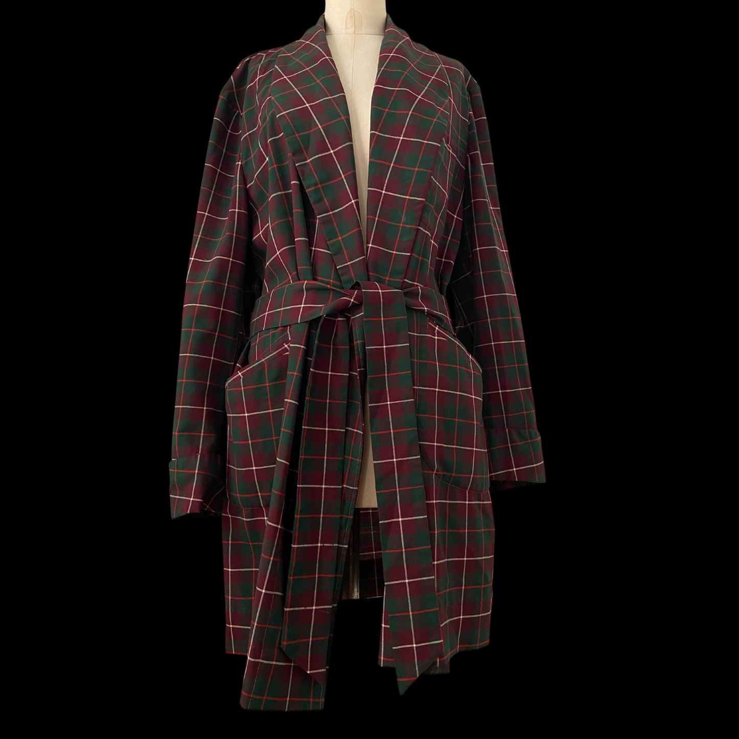 1930s 1940s Plaid Wool Robe