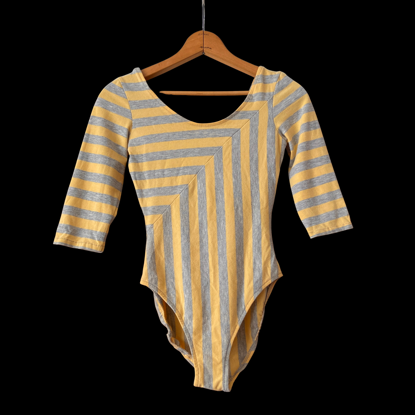 1980s Yellow Striped Cotton Leotard