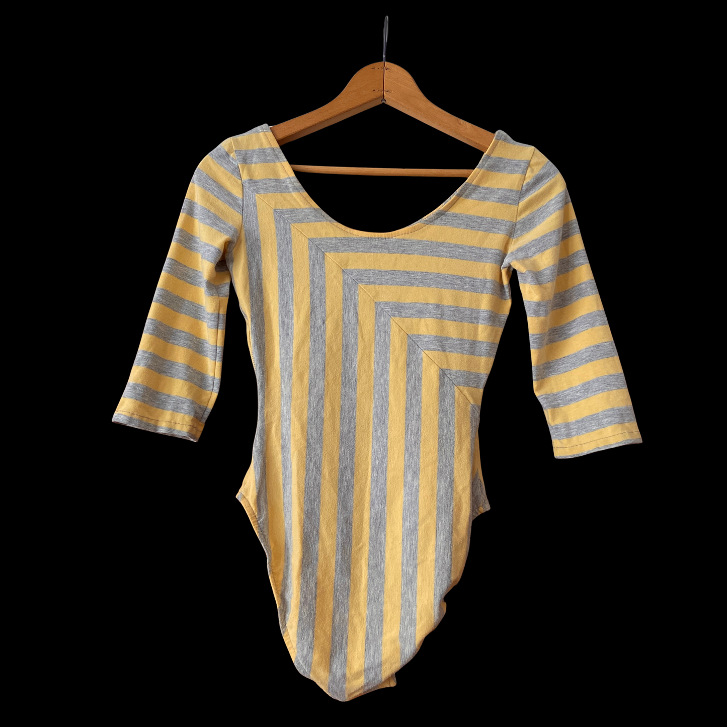 1980s Yellow Striped Cotton Leotard