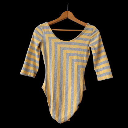 1980s Yellow Striped Cotton Leotard